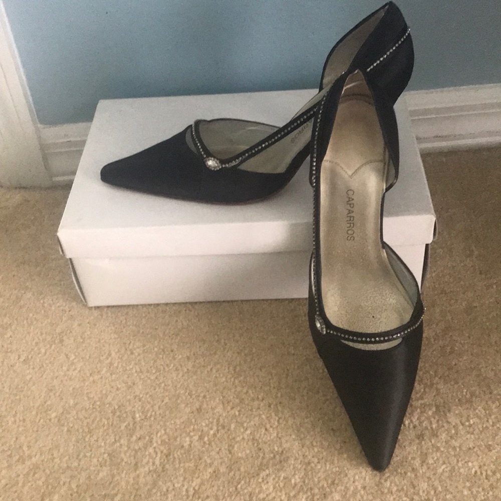 7.5 Black silk dress shoes